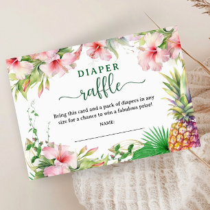 Aloha Baby Shower Tropical Diaper Raffle Enclosure Card