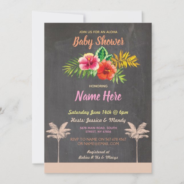 Aloha Baby shower Tropical Luau Invitation Vintage (Devant)