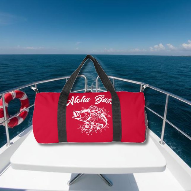 Aloha Bass-Hawaiian Cherry Red Duffle Bag (Aloha Bass Bass Fish Hawaiian Tropical Flowers Fisherman Trend Toiletry Bag Cherry red)