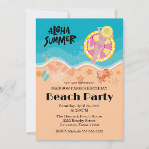 Aloha Beach Birthday Party Invitation
