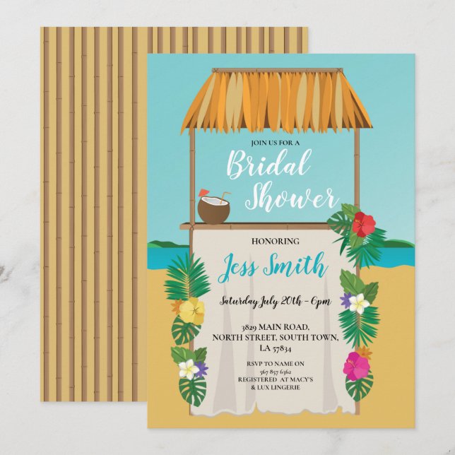 Aloha Beach Bridal Shower Party Wedding Ocean Invitation (Front/Back)