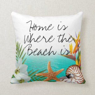 Aloha Beach Plumeria Frangipani Nautilus Throw Pillow