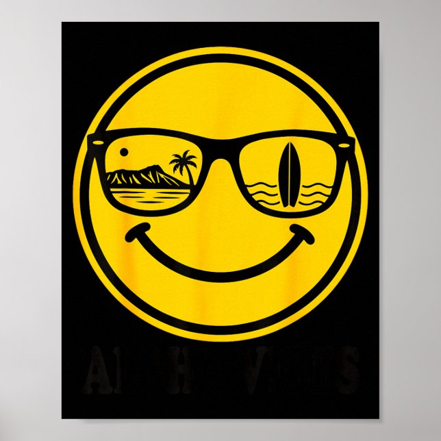 Aloha beach smile face hawaii surf ocean summer poster (Front)