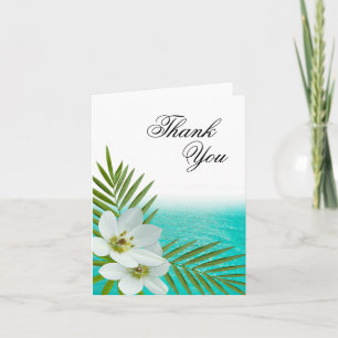 Aloha Beach Tropical Flowers Thank You Card