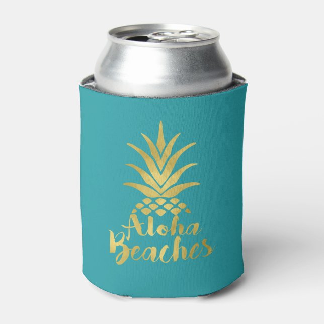 Aloha Beaches Bachelorette Party Favour Can Cooler (Can Front)
