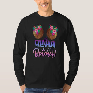 Aloha Beaches Coconut Bra With Hawaiian Tropical F T-Shirt