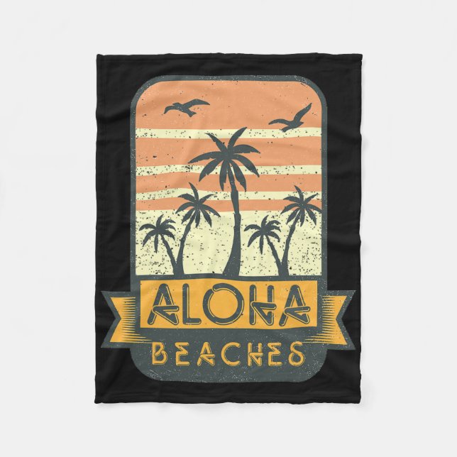 Aloha Beaches Funny T Shirt Pun Tee  Fleece Blanket (Front)