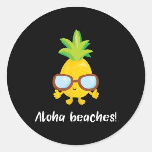 Aloha Beaches Graphic Pineapple With Sungles Gift Classic Round Sticker