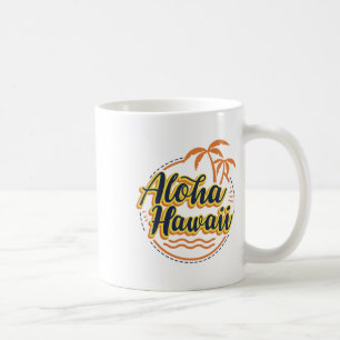 Aloha Beaches Hawaii Palms Vintage Surfer Shirt Coffee Mug