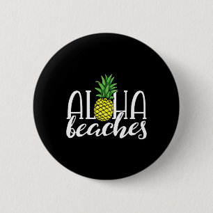 Aloha Beaches Hawaiian Bachelorette Party Pineappl 2 Inch Round Button