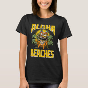Aloha Beaches Hawaiian Cat Wearing Tiki Mask Luau  T-Shirt