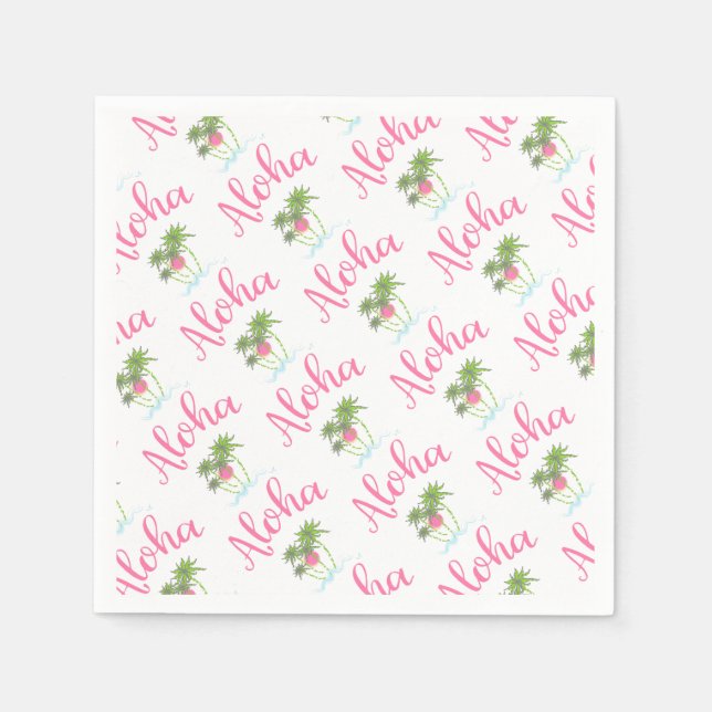 Aloha-Beaches Hawaiian Style Party Cool Napkin (Front)