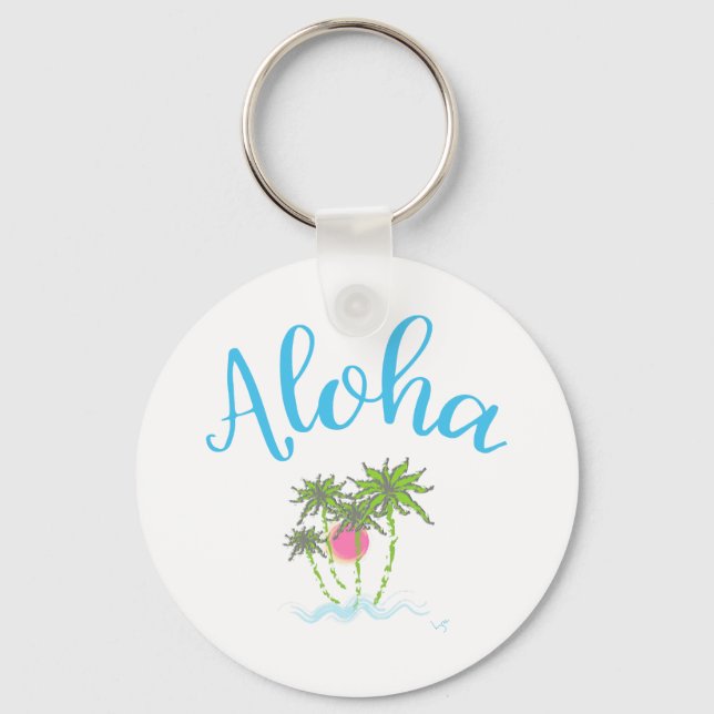 Aloha Beaches Hawaiian Style Summer Keychain (Front)