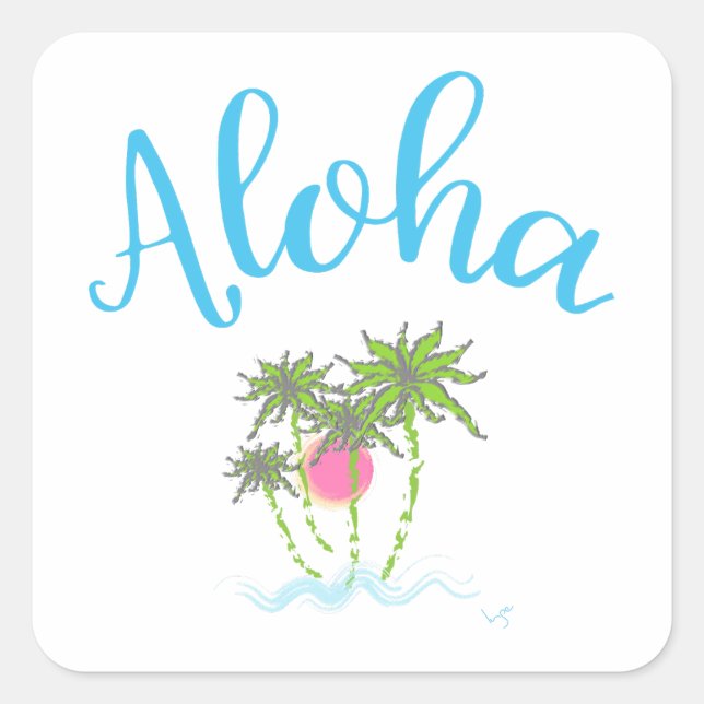 Aloha Beaches Hawaiian Style Summer Square Sticker (Front)