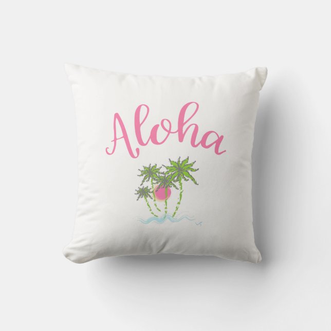 Aloha Beaches Hawaiian Style Summer Throw Pillow (Front)