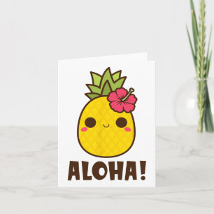 Aloha Beaches Kawaii Cute Pineapple Hawaii Hawaiia Card