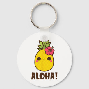Aloha Beaches Kawaii Cute Pineapple Hawaii Hawaiia Keychain