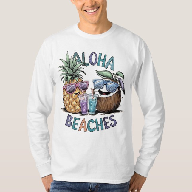 Aloha Beaches Men's Basic Long Sleeve T-shirt  (Front)