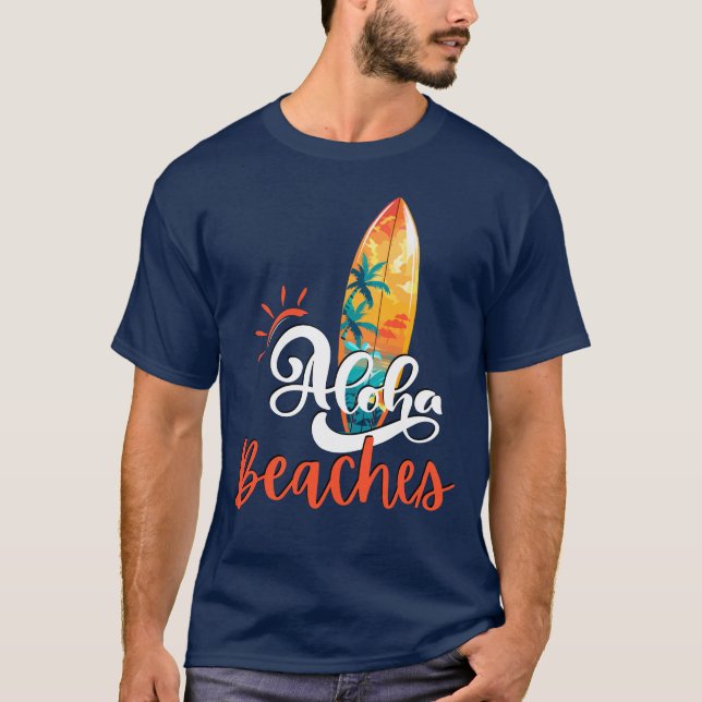 Aloha Beaches Men's Navy Blue T-Shirt (Front)