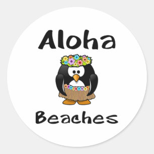 Aloha Beaches Penguin Hula Dance Funny T Shirt Classic Round Sticker