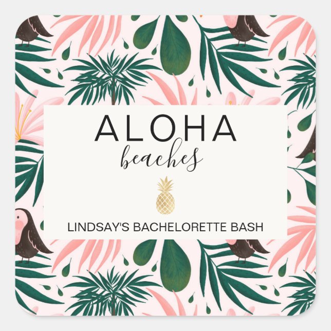 Aloha Beaches Tropical  Bachelorette Square Sticker (Front)