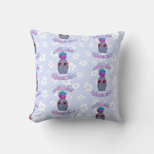 Aloha Beaches Tropical Pineapple Throw Pillow