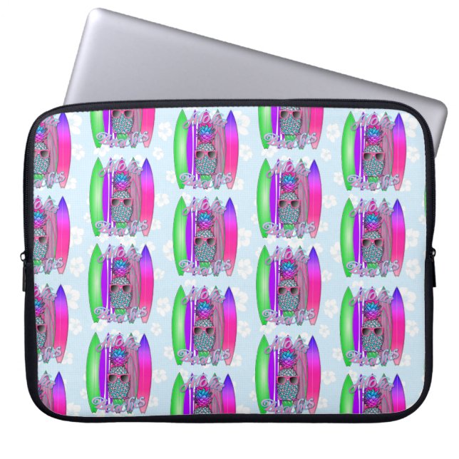 Aloha Beaches Tropical Surf Pineapple Laptop Sleeve (Front)