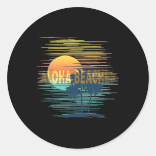 Aloha Beaches Vintage Sunset Hawaii Hawaiian Summe Classic Round Sticker