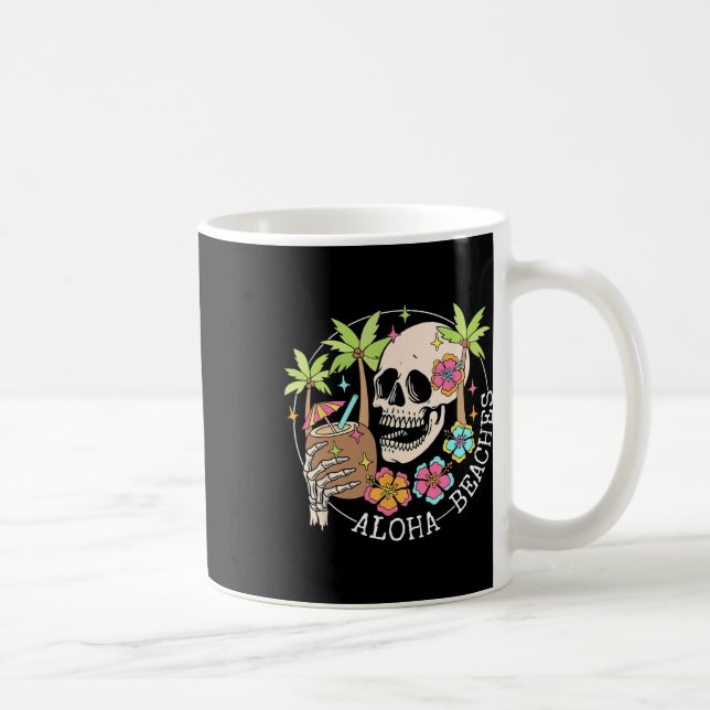 Aloha Beachs Skeleton Summer Vacation Hawaii Famil Coffee Mug (Right)