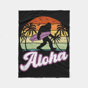 Aloha Bigfoot Cradling Surfboard Sasquatch In Hawa Fleece Blanket