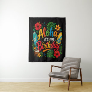 Aloha Birthday Hibiscus Hawaii Tapestry