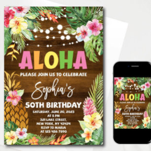 Aloha Birthday Invitation template Hawaiian Birthd