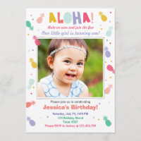 Aloha birthday invitation Tropical Luau Party Girl