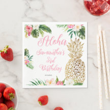 Aloha Birthday Luau Hawaiian Gold Pineapple