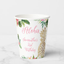 Aloha Birthday Luau Hawaiian Gold Pineapple