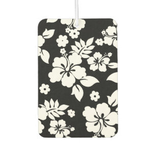 Aloha Black Classic Hawaiian Hibiscus Print Air Freshener