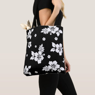 Aloha Black Classic Hawaiian Pattern  Tote Bag