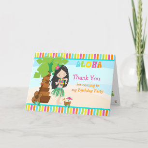 Aloha Black Hair Girl Carte de remerciements