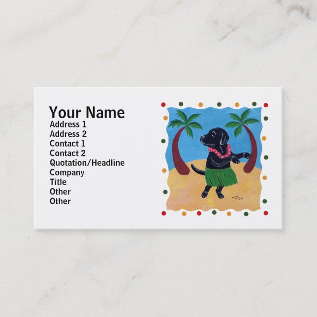 Aloha Black Labrador dots Business Card (Front)