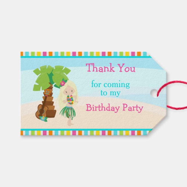Aloha Blonde Hair Girl  Gift Tags (Front (Horizontal))