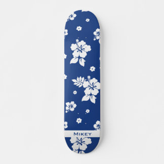 Aloha Blue Classic Hawaiian Seamless Pattern Skateboard