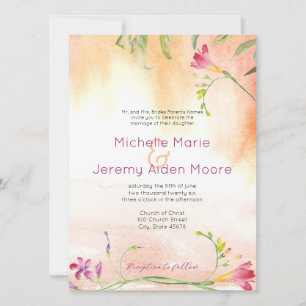 Aloha Boho Freesia Pink Pop  Invitation