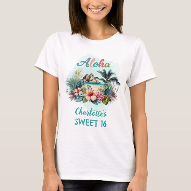 Aloha Boho Tropical Island Beach Summer Sweet 16 T-Shirt (Front)