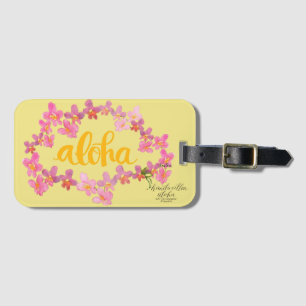 Aloha Bold Orchid Lei Bag Tag - Yellow