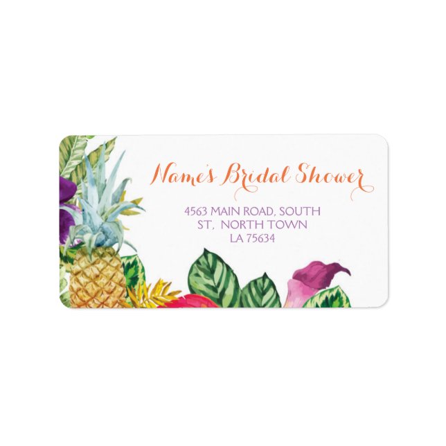 Aloha Bridal Shower Address Labels Luau Stickers (Front)