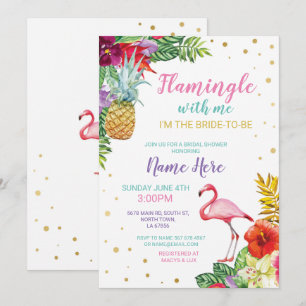 Aloha Bridal Shower Flamingo Gold Invite