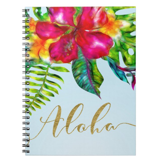 Aloha Bright Electric Pop Tropical Floral Notebook (Front)