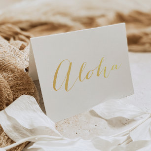 Aloha Calligraphy Gold Foil Stationery Note Card