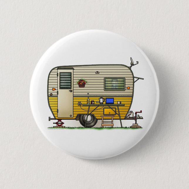 Aloha Camper Trailer 2 Inch Round Button (Front)