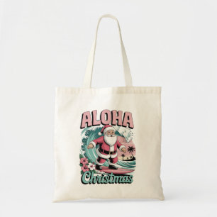 Aloha Christmas Hawaii Santa Surfing Tropical  Tote Bag